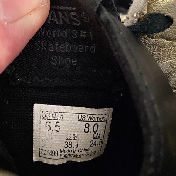 Vans Sk8 Hi Leather Black + Gold - Size 8 - Picture 8 of 8